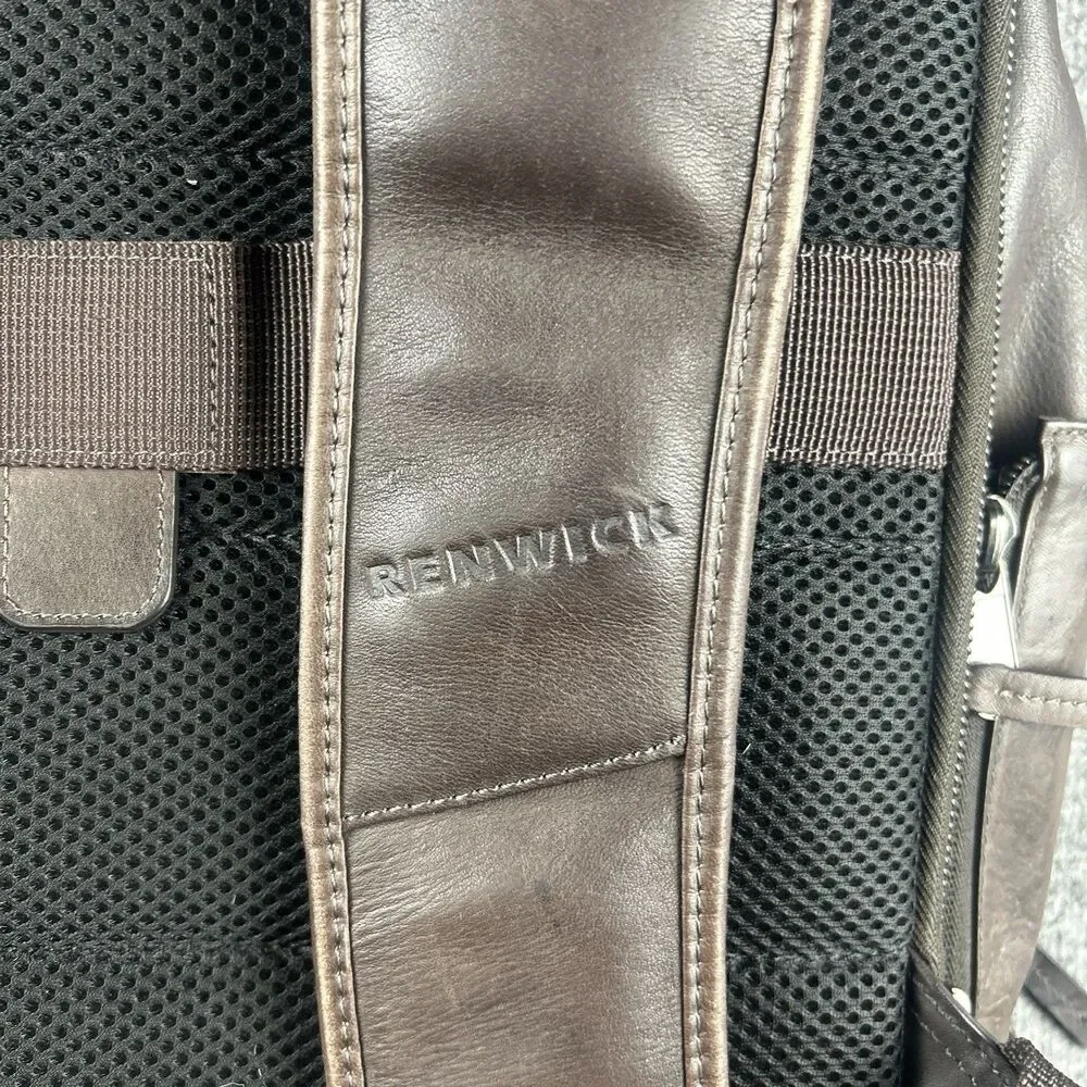 Renwick Genuine Leather RFID Laptop Backpack Brown Travel Business Bag 15”